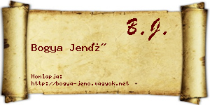 Bogya Jenő névjegykártya